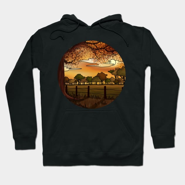 Autumn Field Scene with Warm Orange Colours Hoodie by AlmightyClaire